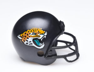 Irvine, California August 30, 2018: Mini Collectable Football Helmet For The Jacksonville Jaguars Of The American Football Conference South.