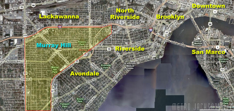 Map of Murray Hill, one of the best communities in west Jacksonville