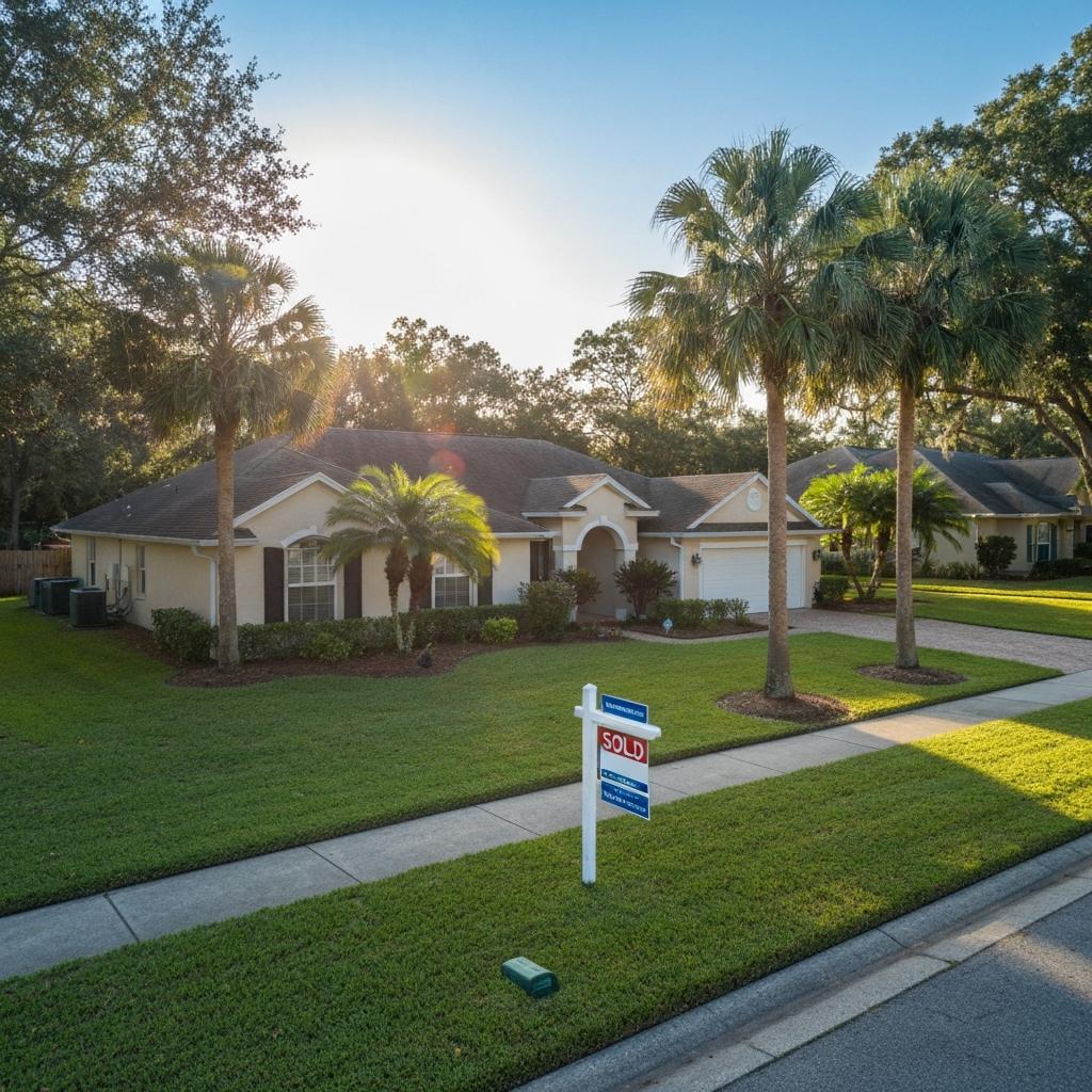 Well-maintained single-family home with a 'Sold' sign on the lawn, illustrating successful executor duties for Florida real estate in Jacksonville.